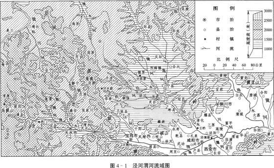 黄河中游地区为黄土高原,泾河和渭河皆贯穿其间.